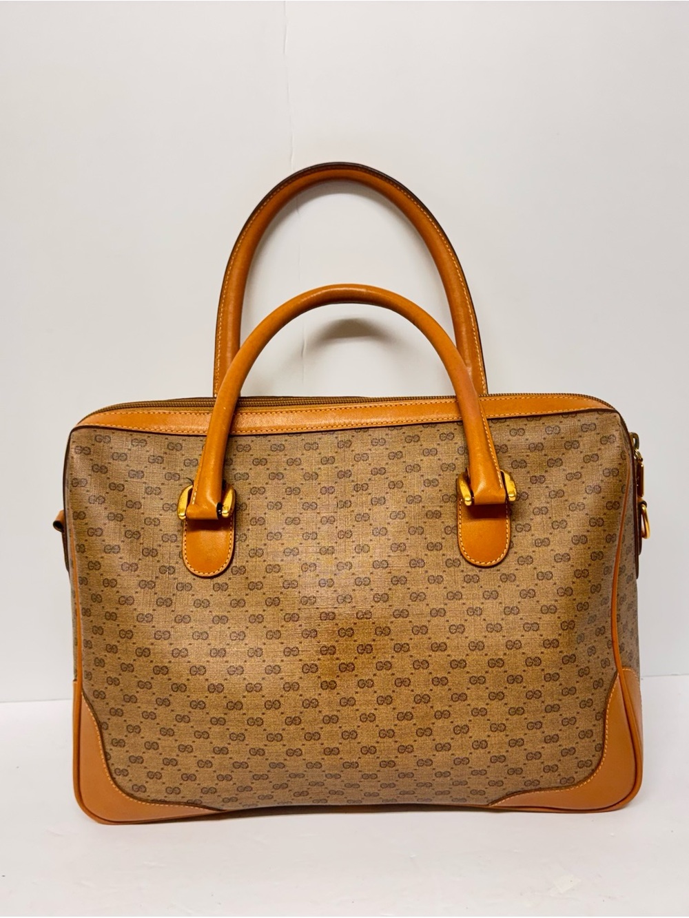 Gucci GG‎ PVC, Leather Trim Top Handle Boston Bag vintage 70's-80's - Picture 2 of 16